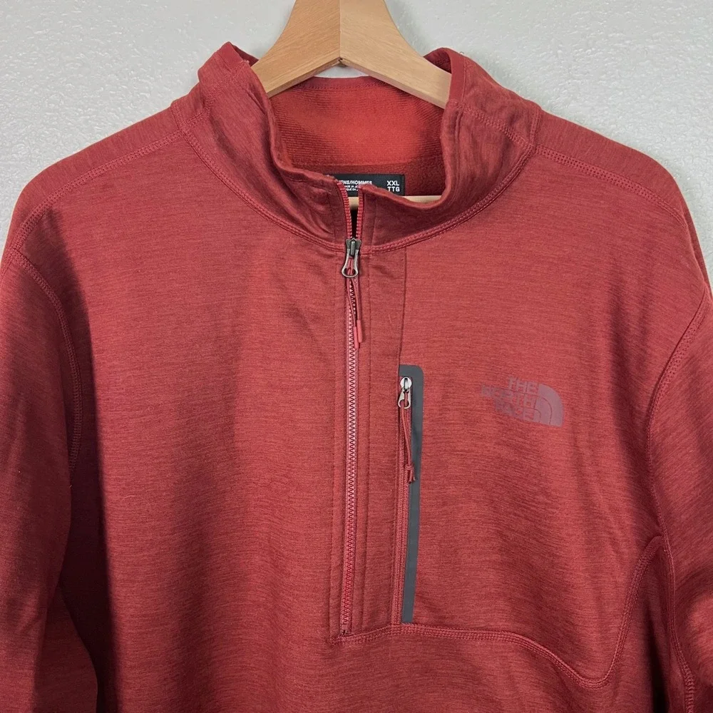 The North Face Canyonlands 1/2 Zip Fleece Top Mens XXL Red Heathered Long Sleeve